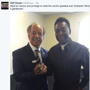 A moment I never thought I'd see - Pele and the Brentford chairman.