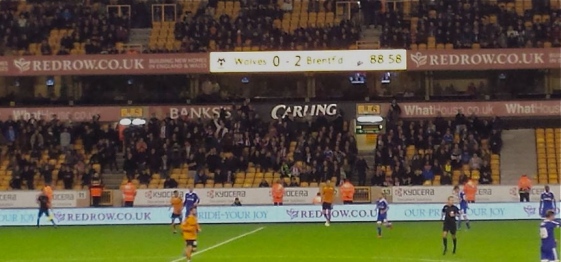 Bees fans and scoreboard at Wolves, c/o Rustymini